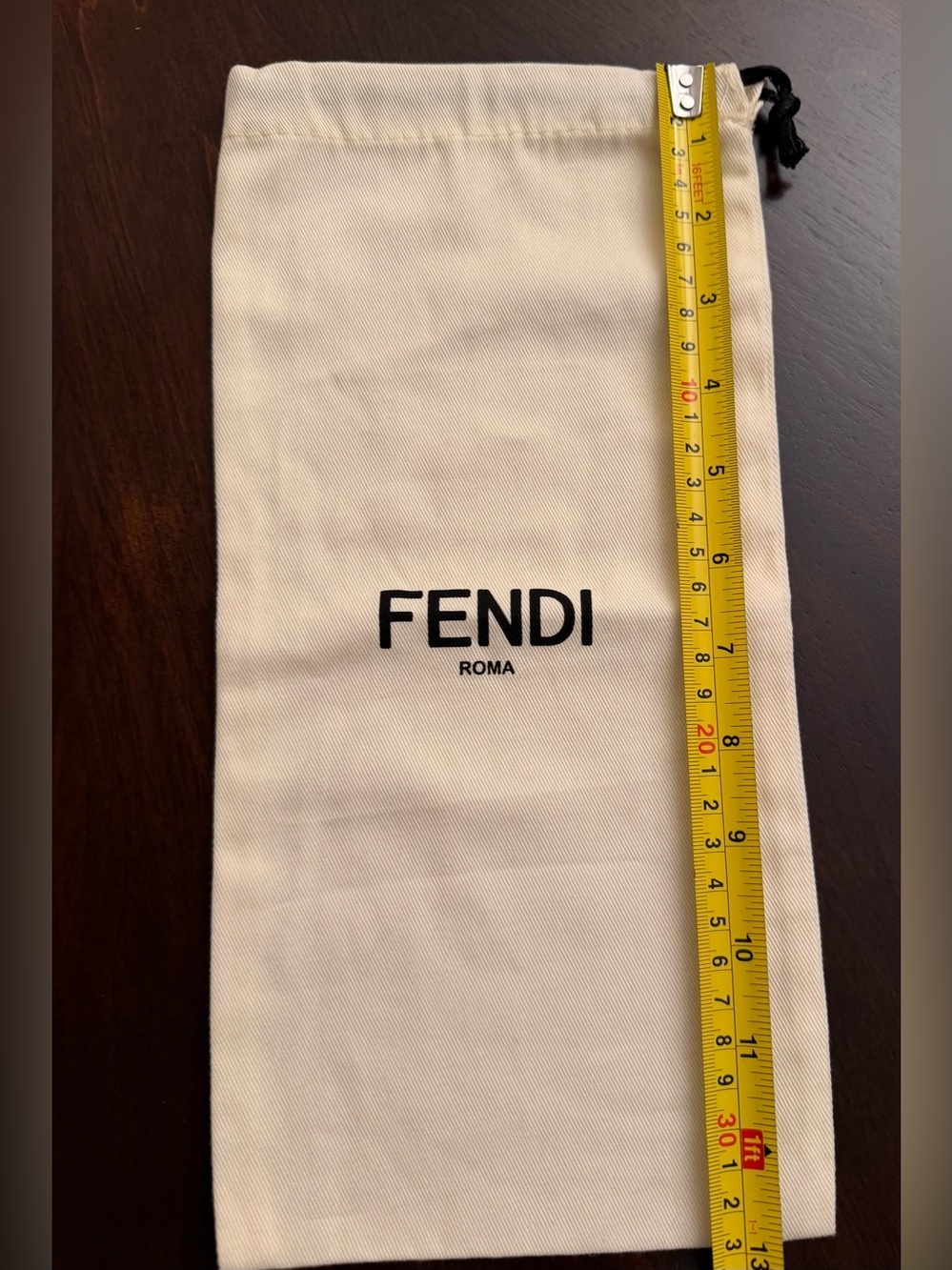 Fendi Cream Fabric Dust Bag with Black Logo 13x6